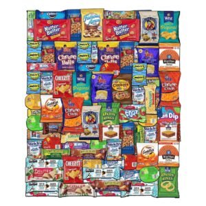 BLUE RIBBON Fathers Day Snack Box Care Package Variety Pack (90 Count) Ultimate Sampler Mixed Bars Cookies Chips Candy Snacks Box for Office Schools Friends Family College Students Women Men Adult Kid Teens Fathers Day Gift Basket